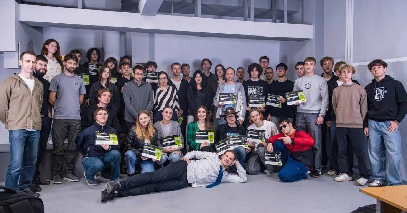 A group photograph from the Plasma Code hackathon at KPI, October 2026. Photo via Abitly.